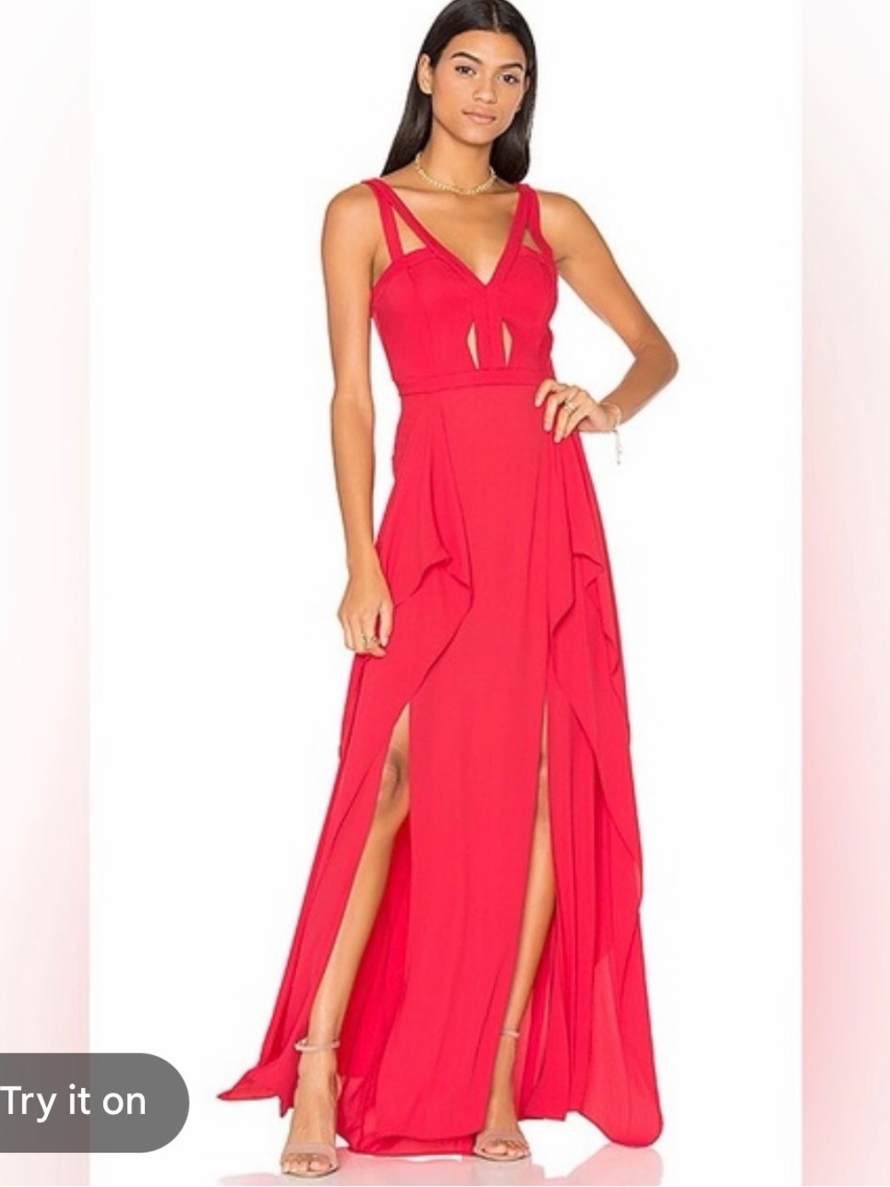 BCBGMaxAzria Vibrant Red Sleeveless Maxi Dress
